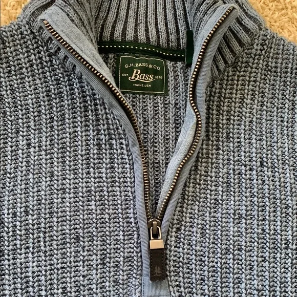 G.H. Bass & Co. Blue Zip Up Sweater with Ribbed Knit - Picture 5 of 11